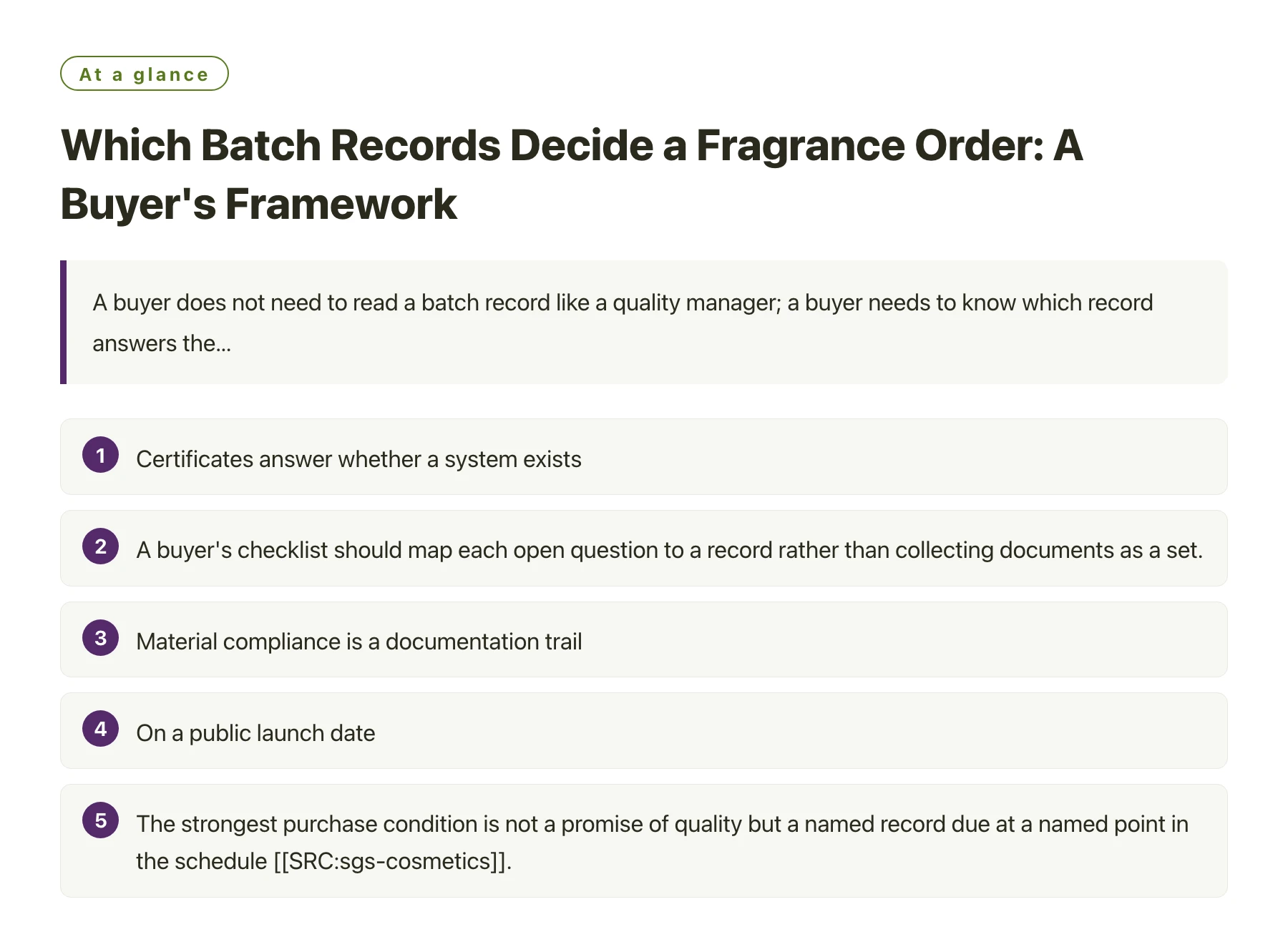 Which Batch Records Decide a Fragrance Order: A Buyer's Framework——全文要点速览